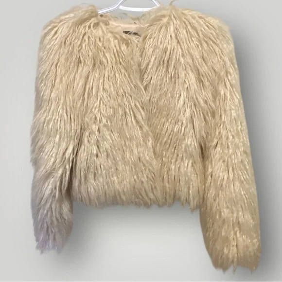 Dynamite Shaggy Faux Fur Jacket Cream Glam Layer - Picture 3 of 8